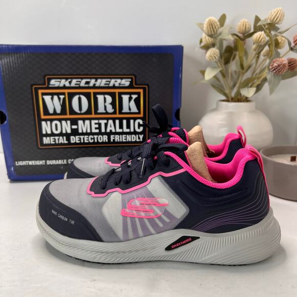 Skechers Carbix-Niyla Composite Toe Work Shoe Navy/Pink 108196 Women's 6.5 NWB - Picture 3 of 10
